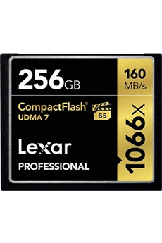 Carte mémoire SD Lexar Carte Mémoire Professional 256 Go CompactFlash UDMA 7 1066x -Noir