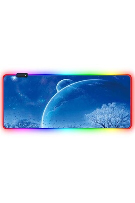 Tapis de souris Neway Tapis de souris XXL RGB lumineux XG0036 - Planète  blanche,900x400mm