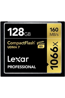Carte mémoire SD Lexar Carte mémoire Professional 128 Go Compact Flash UDMA 7 1066x-Noir