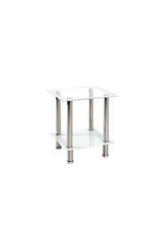 table d'appoint pegane table d'appoint coloris inox- blanc en métal - l 40 x p 40 x h 46 cm --