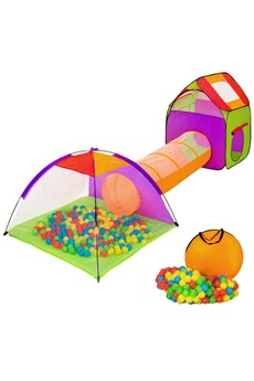 Tente et tipi enfant Tectake Tente enfant, tente igloo et tunnel, 200 balles et sac multicolore