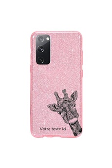 Coque et étui téléphone mobile Coque4phone Coque pour Samsung Galaxy S20 FE paillette rose motif girafe