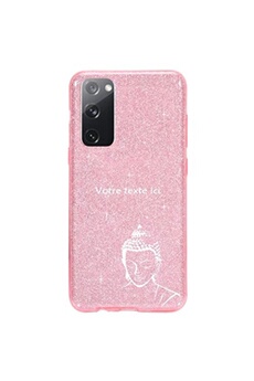 Coque et étui téléphone mobile Coque4phone Coque pour Samsung Galaxy S20 FE paillette rose motif bouddha blanc