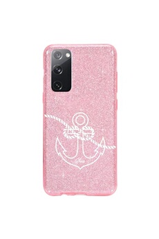 Coque et étui téléphone mobile Coque4phone Coque pour Samsung Galaxy S20 FE paillette rose motif ancre blanche