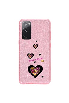 Coque et étui téléphone mobile Coque4phone Coque pour Samsung Galaxy S20 FE paillette rose motif smiley cour