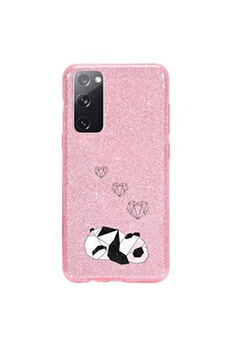 Coque et étui téléphone mobile Coque4phone Coque pour Samsung Galaxy S20 FE paillette rose motif panda marbre et cour