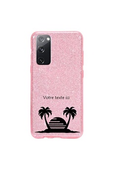 Coque et étui téléphone mobile Coque4phone Coque pour Samsung Galaxy S20 FE paillette rose motif palmier noir