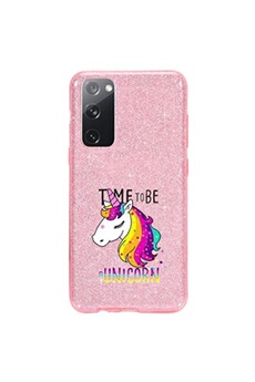 Coque et étui téléphone mobile Coque4phone Coque pour Samsung Galaxy S20 FE paillette rose motif licorne multicolore