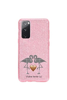 Coque et étui téléphone mobile Coque4phone Coque pour Samsung Galaxy S20 FE paillette rose motif flamant et coeur