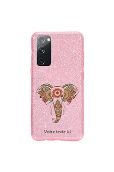 Coque et étui téléphone mobile Coque4phone Coque pour Samsung Galaxy S20 FE paillette rose motif elephant facon henne