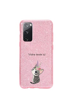 Coque et étui téléphone mobile Coque4phone Coque pour Samsung Galaxy S20 FE paillette rose motif Chat licorne