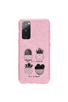 Coque et étui téléphone mobile Coque4phone Coque pour Samsung Galaxy S20 FE paillette rose motif cactus tropical