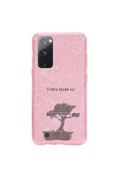 Coque et étui téléphone mobile Coque4phone Coque pour Samsung Galaxy S20 FE paillette rose motif bonsai noir