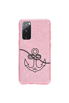 Coque et étui téléphone mobile Coque4phone Coque pour Samsung Galaxy S20 FE paillette rose motif ancre noire