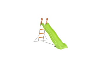 Toboggan enfant Trigano Toboggan linou de 2,63m de glisse , coloris vert avec 3 echelons anti-dérapants coloris orange, structure métal coloris gris.