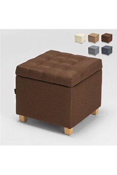 pouf ahd amazing home design - pouf de rangement avec coussins recouvert de tissu coffree matelassé, couleur: marron