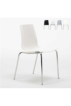 chaise grand soleil - chaise de cuisine empilables avec pieds en acier empilables lollipop grand soleil, couleur: blanc