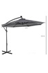 Outsunny Parasol déporté octogonal parasol LED inclinable manivelle piètement acier dim. Ø 3 x 2,6H m gris photo 4