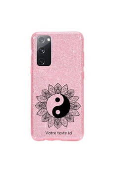 Coque et étui téléphone mobile Coque4phone Coque pour Samsung Galaxy S20 FE paillette rose motif yin yang et mandala blanc