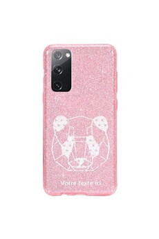 Coque et étui téléphone mobile Coque4phone Coque pour Samsung Galaxy S20 FE paillette rose motif panda geometrique blanc