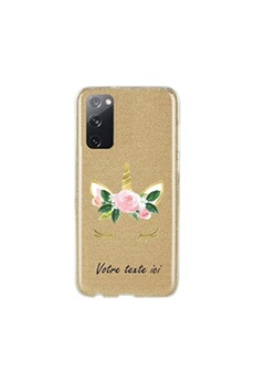 Coque et étui téléphone mobile Coque4phone Coque pour Samsung Galaxy S20 FE paillette rose motif Licorne et fleur