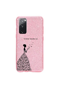 Coque et étui téléphone mobile Coque4phone Coque pour Samsung Galaxy S20 FE paillette rose motif fee et papillon
