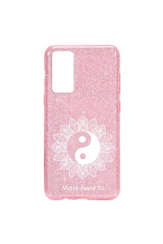Coque et étui téléphone mobile Coque4phone Coque pour Samsung Galaxy S20 FE paillette rose motif yin yang et mandala noir