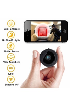 Vidéosurveillance GENERIQUE Vidéosurveillance Mini Caméra Espion sans Fil  Full HD 1080P de Vision Nocturne Surveillance pour Android IOS（Noir）