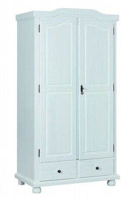 Armoire Pegane Armoire 2 portes et 2 tiroirs en pin massif blanc - Dim : 56 x 104 x 198 cm --