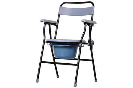 Balnéothérapie HOMCOM Homcom chaise percée - chaise de douche pliable - seau amovible, accoudoirs - métal époxy noir pp gris
