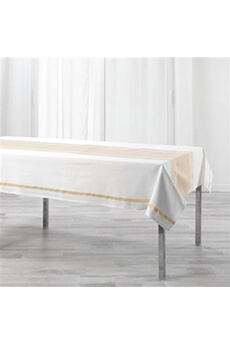 nappe de table douceur d'interieur nappe coton unie et lurex elegancia - doré - 140 x 240 cm
