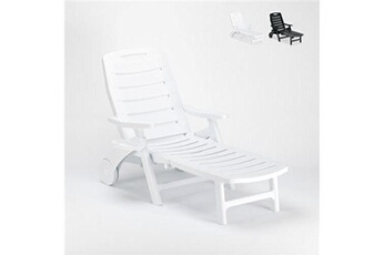 Grand Soleil Chaise longue - transat Bain de soleil pliant en plastique pour la piscine et plage premiere grand soleil, couleur: blanc