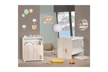 Table à langer Baby Price Babyprice commode a langer lapinou 2 portes - 1 niche