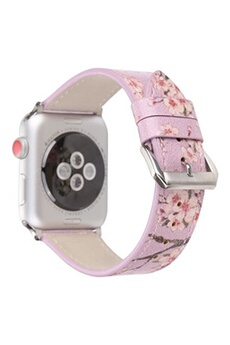 bracelets connectés generique bracelet de montre en cuir motif de fleurs pour apple watch series 6/ se/ 5/ 4 44mm - violet
