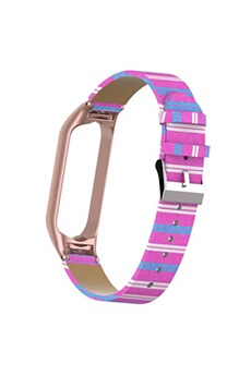 Bracelet en cuir motif crocodile avec cadre de montre pour Xiaomi Mi Band 5 - Rose