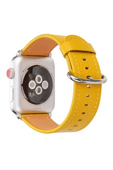 bracelets connectés generique bracelet de montre en cuir pour apple watch series 6/ se/ 5/ 4 44mm - jaune