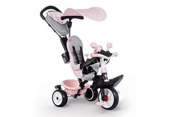 Véhicule à pédale Smoby Tricycle enfant baby driver plus rose + ombrelle - smoby
