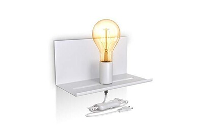 douille E27 métal finition blanche pour ampoule LED 10W max lampe de chevet éclairage salon & chambre B.K.Licht applique murale design rétro industriel 