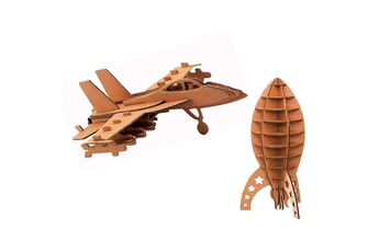 Puzzle Graine Creative 2 maquettes à monter en carton - avion & fusée