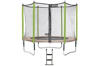 Trampoline Kangui Trampoline de jardin 305 cm + filet de sécurité + échelle jumpi taupe/vert 300