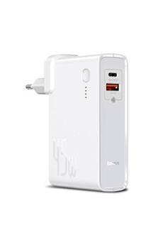 Chargeur pour téléphone mobile BASEUS Chargeur Secteur GaN 2 en 1 Powerbank 10000mAh Port USB et USB-C Compact