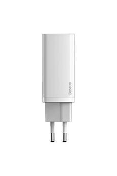 Chargeur pour téléphone mobile BASEUS Chargeur pour téléphone mobile GaN2 Lite 65W Avec USB et Type-C blanc