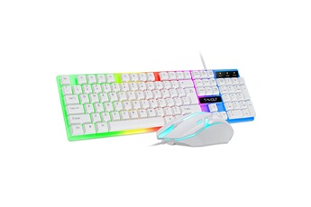 GENERIQUE Souris Tf230 rainbow backlight usb ensemble clavier et souris de jeu ergonomique pour ordinateur portable blanche