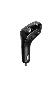 Accessoire téléphonie pour voiture BASEUS Chargeur de voiture F40 Avec affichage numérique AUX USB Bluetooth Noir