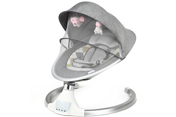 Balancelle bébé Costway Transat balancelle electrique pour bébé à 9kg avec télécommande 5 amplitudes de vibration minuterie 10 musique bluetooth/usb