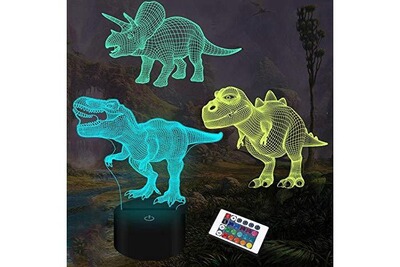 Veilleuse de Dinosaure Lampe de Chevet Cadeaux de Lampe de Dinosaure 3D avec 16 Changements de Couleur et Télécommande Cadeaux pour Enfants de 3 4 5 6 Ans et plus 4 PCS 