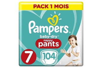 Couche bébé Pampers Pampers baby-dry pants taille 7, 17+kg, 104 couches pack 1 mois