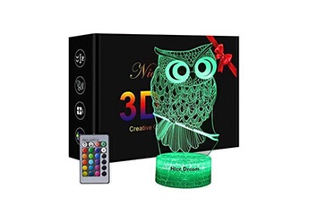 Veilleuse Nice Dream Chouette veilleuse 3d pour enfants, cadeau de hibou, cadeaux pour femme, lampe hibou avec 16 couleurs changeantes et télécommande, cadeau