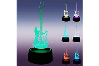 Veilleuses Jinlycoo Lampe bass,modèle de guitare de musique,veilleuse 3d led,rechargeable 7 couleurs changent télécommande lampe de table usb,décoration de maison lampe