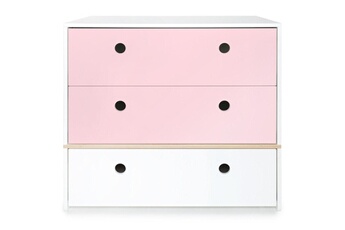 Commode et table à langer Wookids Commode colorflex s pink-white